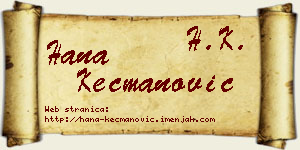 Hana Kecmanović vizit kartica